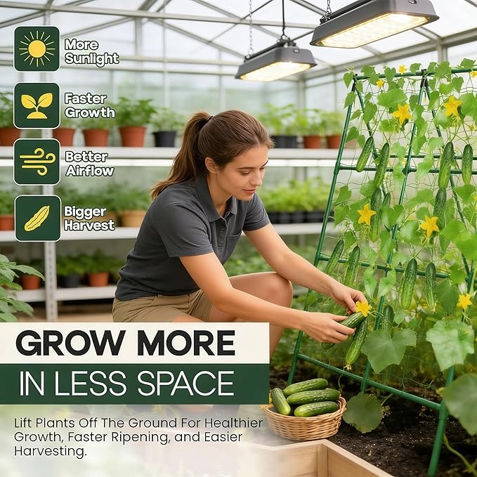 50x50 Cucumber Trellis for Raised Bed - A Frame Garden Trellis for Climbing Plants Outdoor - Cucumbers, Pea, Zucchini, Squash,Tomato, Green Bean, Vine, Watermelon, Melon, Pumpkin K-BRANDS