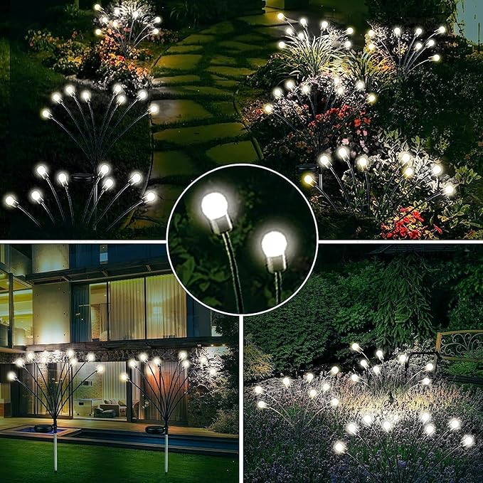 6-Pack Garden Solar Lights, 48 LED Solar Lights Outdoor for Garden Decor, Waterproof Firefly Light Outdoor (Sway by Wind), Swaying Light for Outside Yard Pathway Landscape Decorations (Cool White) Albelt