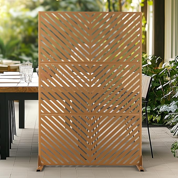 Outdoor Privacy Screen,72" H×47" W Metal Privacy Screen, Freestanding Privacy Fence Panels for Patio FENCY