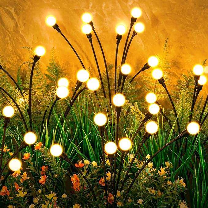 ASMAD Solar Lights Outdoor(8-Pack, 64 LEDs), Solar Garden Lights, Outdoor Decorations, Firefly Light for Patio Decor, Big Bulb, Unique Gifts for Women, Gifts for Grandma ASMAD