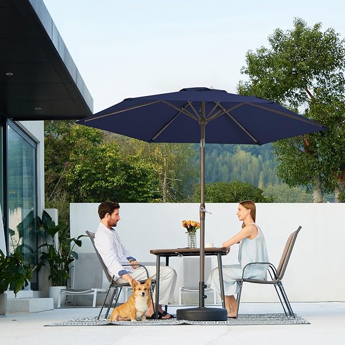 JEAREY 7.5FT Patio Umbrella Outdoor Market Umbrella with 6 Sturdy Ribs, Push Button Tilt/Crank Table Umbrella for Garden, Deck, Backyard and Pool, Navy JEAREYOutdoorsCollection