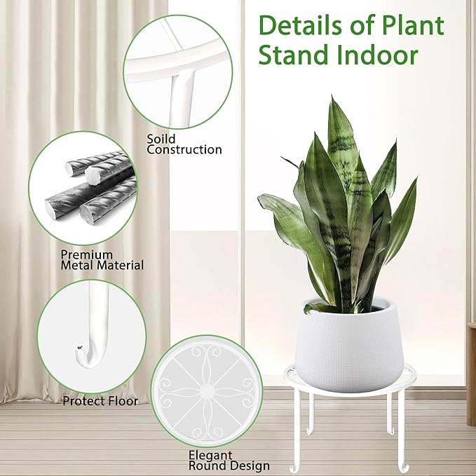 Plant Stands 5 Pack White Metal Plant Stand for Outdoor Indoor Plants Heavy Duty Flower Pot Stands for Multiple Plants Rustproof Iron Round Plant Shelf for Planter Potted Plant Holder for Garden Home XGUNION
