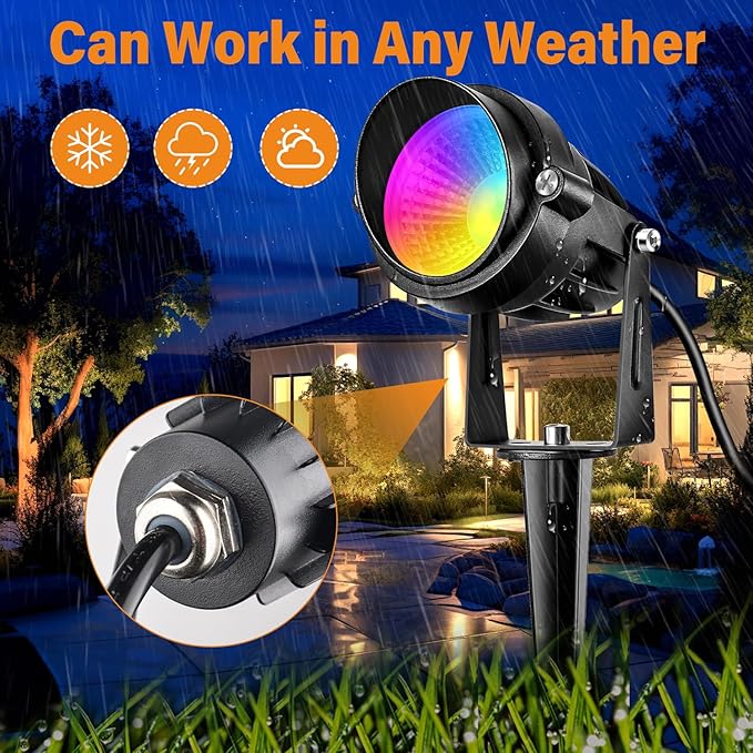 Halloween Christmas RGBW Landscape Light Outdoor,10W Color Changing Low Voltage Landscape Lighting with Remote Control,12V-24V Waterproof Outdoor Spot Lights for Yard House Garden Tree(4 Pack) Aoaxl