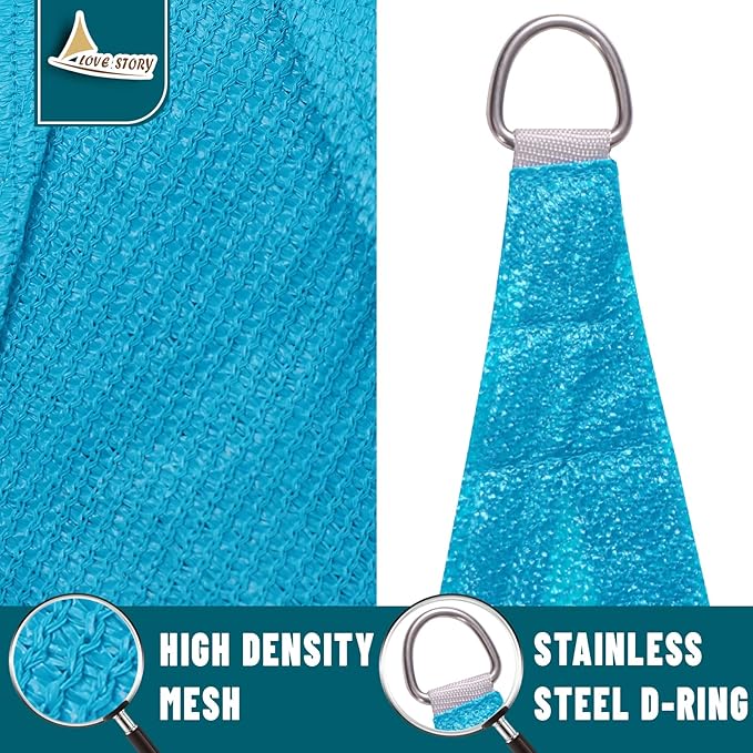 LOVE STORY Custom Size 9'x12' Turquoise Blue Sun Shade Sail Rectangle UV Block Canopy Patio Sail Sunshades Fabric for Outdoor Garden Carport (We Make Custom Size) LOVESTORY