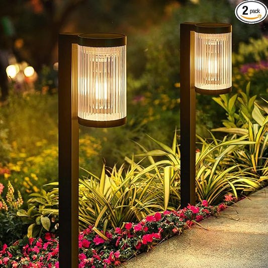 Solar Pathway Lights Outdoor, 2 Pack Upgraded Outdoor Solar Lights for Outside Super Bright Up to 12Hrs, IP65 Waterproof Solar Garden Lights for Yard Path Walkway Decor Landscape Lighting ELECLINK