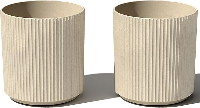 Veradek Demi Planter for Indoor/Outdoor Use | Made from Plastic & Concrete w/Drainage Holes | Modern Décor for Trees, Tall Plants, Flowers VeradekOutdoor
