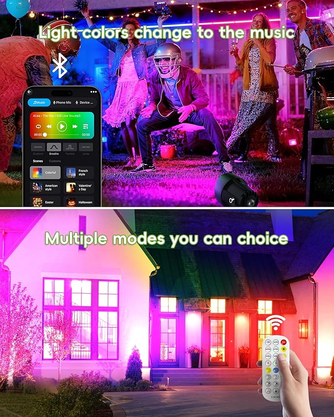 CORESLUX Smart RGBW Spot Lights Outdoor, Color Changing Warm White Landscape Lights with APP and Remote Control, Spotlight Waterproof for Garden Yard Patio Landscape, 4 Pack CORESLUX