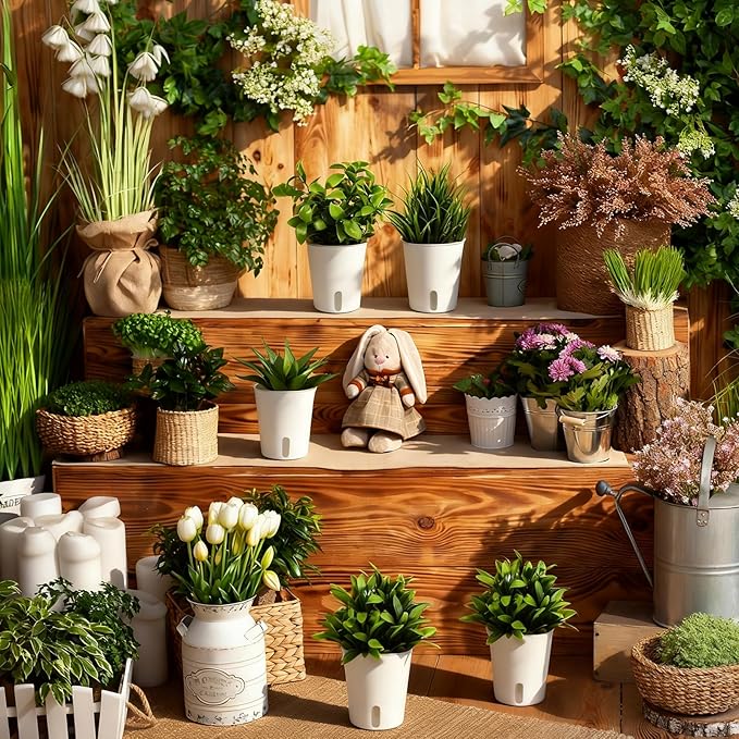20 Pcs 3 Inch Self Watering Pots for Indoor Plants, White Plastic Self Watering Planters with Wicking Rope Visual Water Level & Vent Holes for Succulents, Flowers Indoor Outdoor Rootora