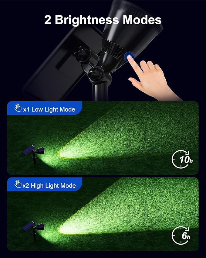 Solar Powered Sunset Spotlight Outdoor Waterproof Spot LED Accent Landscape Uplight for Outside Trees, House Flag, Sculptures, Lawn, Wall, Yard and Garden, Independently Adjustable Light & Panel FALOVE