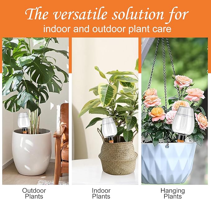 8 Pcs Plant Watering Globes Self Watering Planter Insert Plants Top Fill Water Device Plastic Water Bulbs Slow Release Terracotta for Plants, Clear Rootora