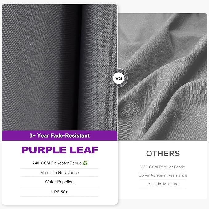 PURPLE LEAF 10 Feet Patio Umbrella with Base Outdoor Cantilever Solar Powered LED Swivel Square Umbrella Aluminum Offset Umbrella with 360-degree Rotation for Garden Deck Pool Patio Light Grey PURPLELEAF