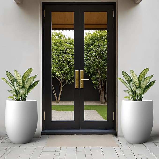 Kante Tall Concrete Planter, 21.7-Inch Height White Large Indoor Outdoor Plant Pot with Drainage Hole for Patio Garden Home, Modern Decor for Flowers and Tree Kante