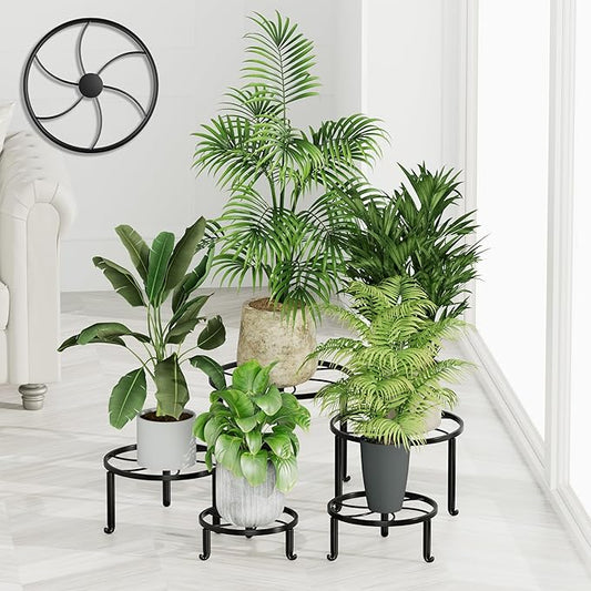 5 Pack Metal Plant Stands Anti-Rust Iron Heavy Duty Potted Holder for Flower Pot Indoor Outdoor Decoration Small Plant Holders for Home Garden Rootora