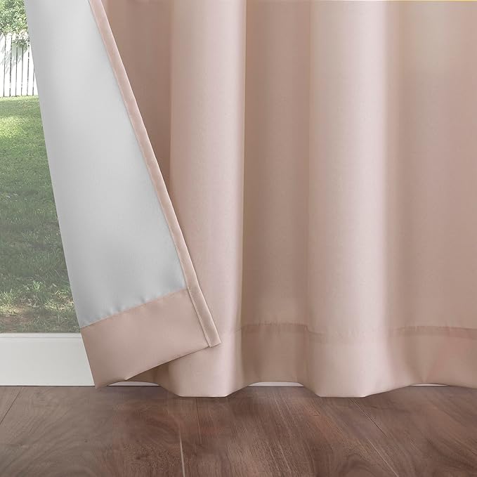 Sun Zero Marina Indoor/Outdoor UV Protectant Energy Efficient Grommet Curtain Panel, 54" x 95", Rose Quartz SunZero%E2%84%A2