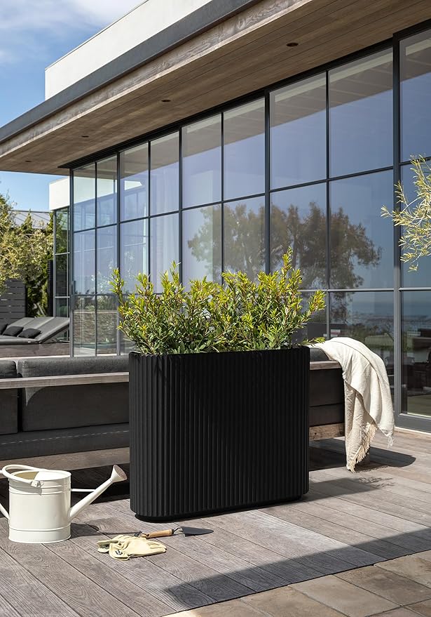 Veradek Demi Series Span Planter for Front Porch, Patio, Backyard | Durable Plastic-Stone Composite Material | Modern Décor for Shrubs, Flowers VeradekOutdoor