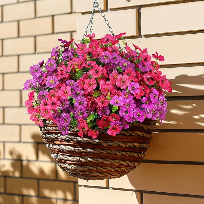 AGIRL 16 Bundles Artificial Flowers for Outdoor,No Fade Fake Plastic Flowers Faux Plants for Hanging Planters Decoration Indoor Outside Garden Porch Window Box Home Wedding AGIRL
