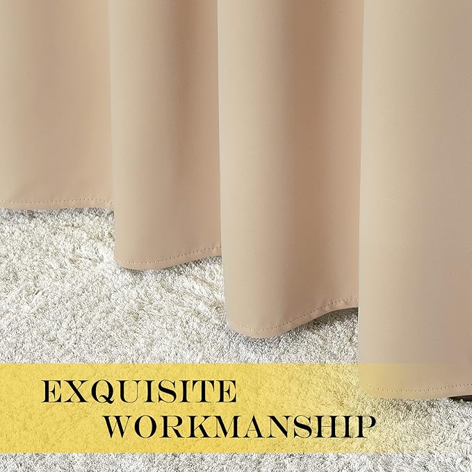 NICETOWN 80 inch Curtain Privacy for Doorway - Thermal Insulated Grommet Window Treatments Room Darkening Sound Reducing for Bedroom/Home Office (Biscotti Beige, 1 Panel, W46 x L80) NICETOWN