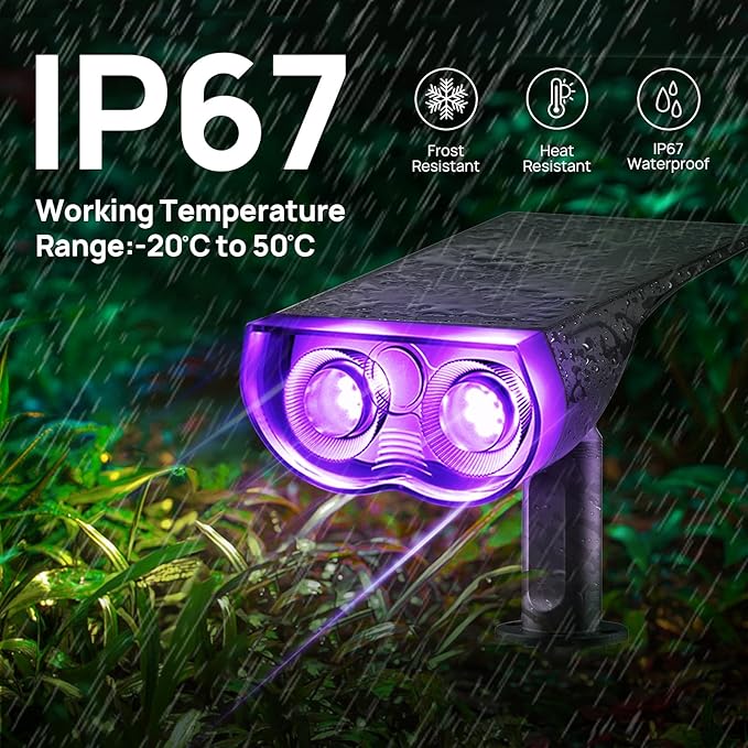 Consciot Solar Spot Lights Outdoor, Halloween Decorations 22 LEDs IP67 Waterproof Color Changing Solar Outdoor Lights, 8 Colors, 2-in-1 Adjustable Wall Lights for Garden Yard Pathway, 2 Pack(RGB) Consciot