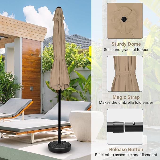 Simple Deluxe 9' Patio Umbrella Outdoor Table Market Yard Umbrella with Push Button Tilt/Crank SimpleDeluxe