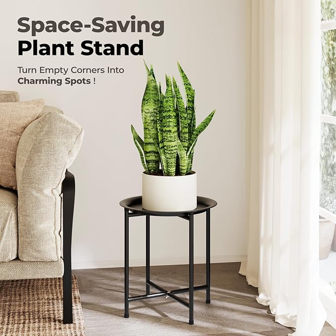 Bamworld Plant Stand Indoor Tall Plant Table for Large Plants Outdoor Plant Stool Metal Plant Holder for Patio Garden Balcony Living Room Black Bamworld