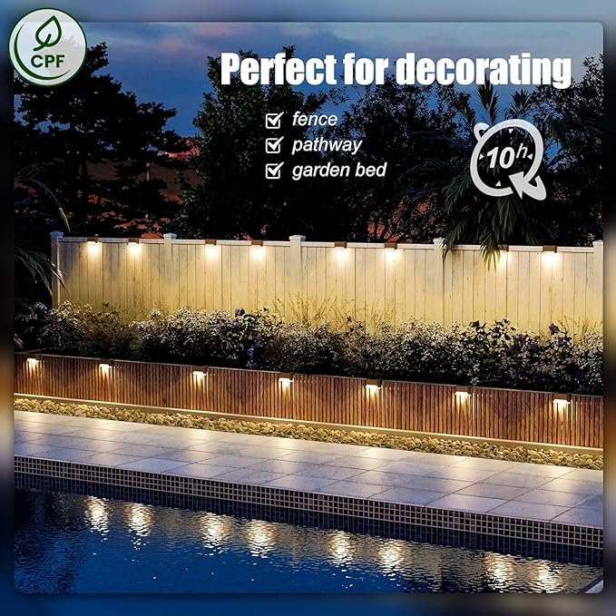 SOLPEX Solar Deck Lights Outdoor 16 Pack, Solar Step Lights Waterproof Led Solar lights for Outdoor Stairs, Step , Fence, Yard, Patio, and Pathway(Warm White) Solpex