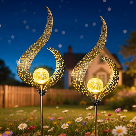 HOMEIMPRO Outdoor Solar Garden Lights Waterproof, Gifts for Mom Dad, Yard Art, Pathway, Lawn Ornaments, Outdoor Decor,Birthday Gifts for Wife Women (Bronze,2Pack) Homeimpro