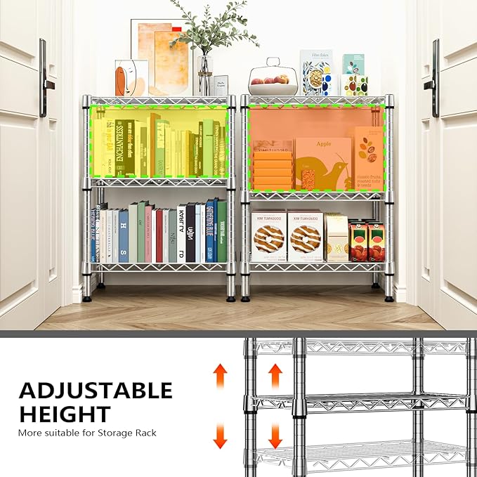 750 lbs 3 Tier Shelf Metal Storage Shelves Wire Rack Closet Organizers with PP Board for Garage Kitchen Bathroom Laundry Chrome 11.8" D x 21.7" W x 28.6" H MEIGAOPLASTICANDMETALHKCOLIMITED