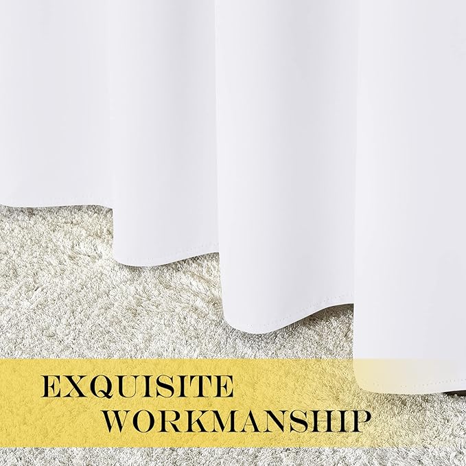 NICETOWN White Room Darkening Curtain 95 inches Long for Living Room - (50% Blackout) Grommet Top Thermal Insulated Window Treatment Sound Reducing Drape for Bedroom (1 Panel, W52 x L95) NICETOWN