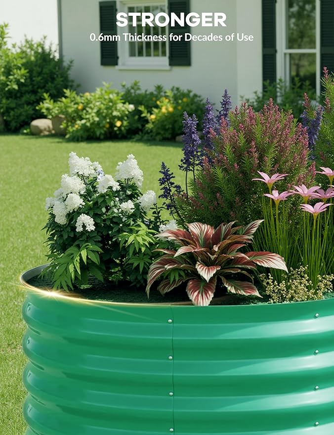 GarveeLife 6x3x2 ft Galvanized Raised Garden Bed - 24“ Tall Metal Planter Box for Vegetables, Flowers, Herbs, Rust-Resistant Outdoor Garden Box, Easy Assembly Raised Beds for Gardening, Green GarveeLife