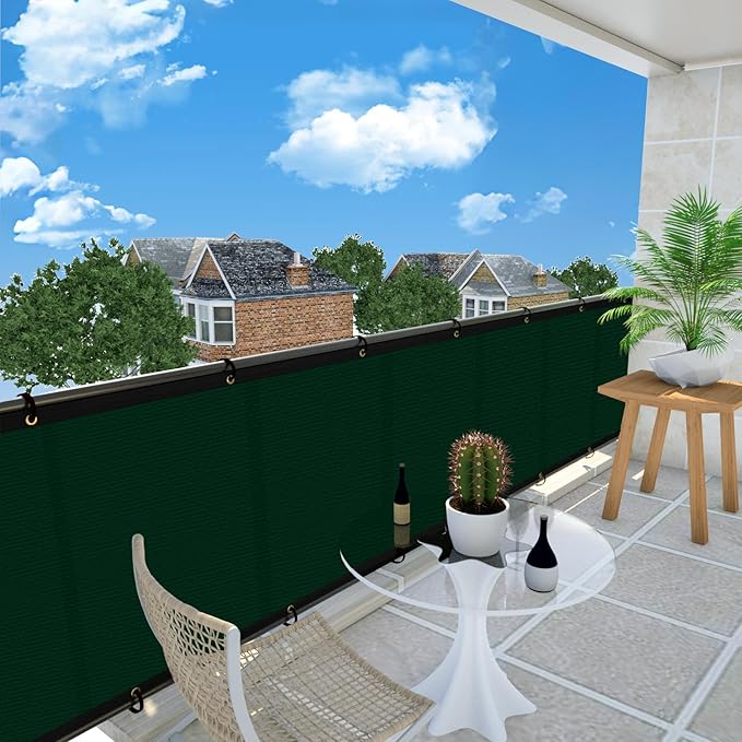 UPGRADE Privacy Screen 3' x 10' Fence Commercial Shade Cover with Brass Grommets Heavy Duty Perfect for Outdoor Back Yard, Dark Green, Customizable UPGRADE