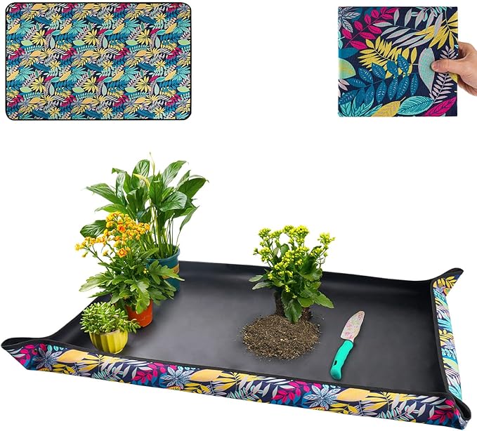 Extra Large Repotting Mat for Indoor Plants Transplanting and Dirt Control, Foldable Waterproof Succulent Potting Mat, Gardening Gifts for Plant Lovers (43.5"x29.5") FocusonGardeningProjects