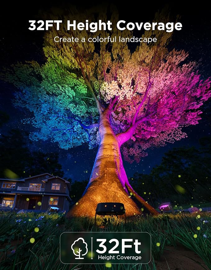 Govee Outdoor Tree Lights 3-Pack, RGBWIC LED Landscape Lighting, Outdoor Lights for Yard Garden Patio, 66 Scene Modes for Holiday Party and Event, App Control, Google Assistant, Matter Govee