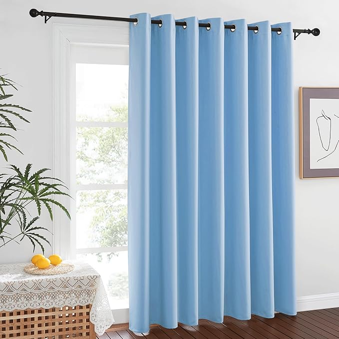 NICETOWN Blue Room Divider Curtains 100 inches Wide Curtains, Grommet Thermal Insulated Blackout Window Treatment Room Darkening for Sliding Glass Door Bedroom, 1 Panel, W100 x L84 NICETOWN