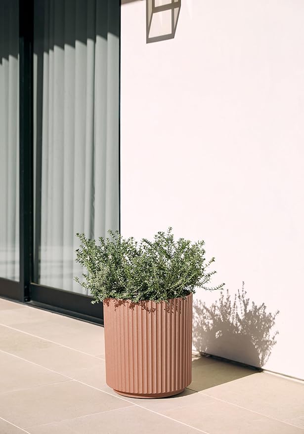 Veradek Demi Series Round Planter for Porch, Patio, Backyard | Durable Plastic-Stone Composite Material | Modern Décor for Tall Plants, Flowers VeradekOutdoor