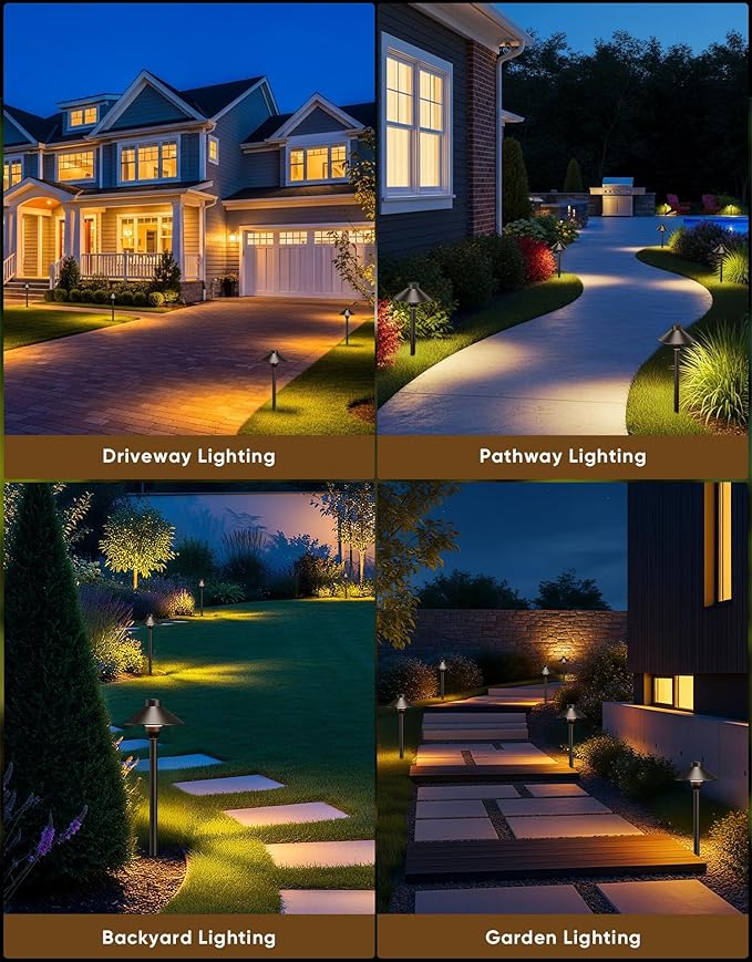 PARTPHONER Low Voltage Landscape Lighting 12-Pack, Aluminum 12V Pathway Lights with G4 Bulbs, Waterproof Oil Rubbed Bronze Color Wired Path Lights with Connectors for Walkway Yard Garden PARTPHONER