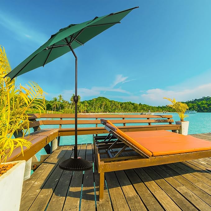 Abba Patio 11FT Lyon Outdoor Patio Umbrella Outdoor Table Umbrella with Push Button Tilt and Crank Market Umbrella 8 Sturdy Ribs UV Protection Waterproof for Garden Deck Backyard Pool Dark Green AbbaPatio