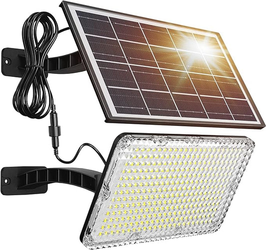 JACKYLED 1000 Lumens 299 LED Solar Lights Outdoor Bright Solar Dusk to Dawn Light with 4000mAh Battery, IP65 Waterproof Outdoor Solar Powered Security Flood Light for Wall Porch Shed Barn JACKYLED