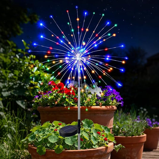 btfarm 1 Pack Solar Garden Lights Outdoor, 8 Modes Firework Lights Solar Powered, Waterproof Twinkle Fairy Light Outside for Yard Patio Pathway Pool Christmas Party Decorative, Multicolor btfarmdecorativelighting