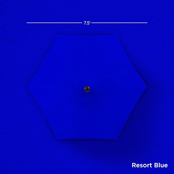 Best Choice Products 7.5ft Heavy-Duty Round Outdoor Market Table Patio Umbrella w/Steel Pole, Push Button Tilt, Easy Crank Lift - Resort Blue BestChoiceProducts