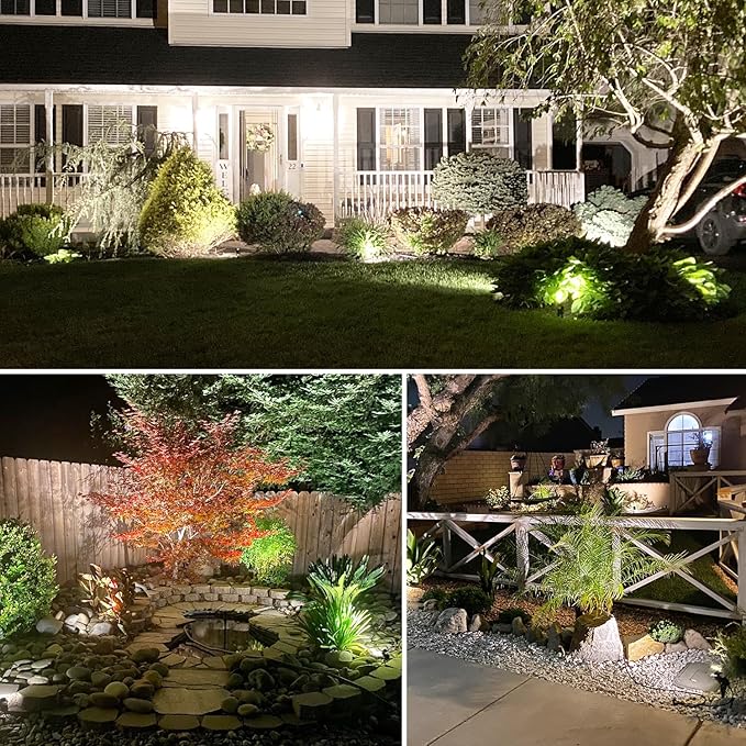 SUNVIE 12W Low Voltage Landscape Lighting Landscaping Lights with Connectors Outdoor LED Landscape Light 3000K Waterproof Tree Flag Lights Low Voltage Lighting with Stand for Garden Yard Path, 16 Pack SUNVIE