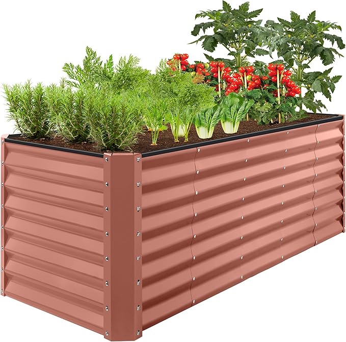 Best Choice Products 8x2x2ft Outdoor Metal Raised Garden Bed, Rectangular Deep Root Planter Box for Vegetables, Flowers, Herbs, and Succulents w/ 239 Gallon Capacity - Terracotta BestChoiceProducts