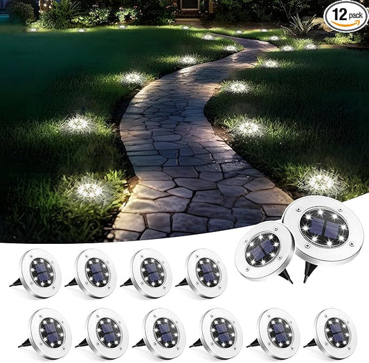 SOLPEX Solar Lights Outdoor Waterproof, 12 Pack Solar Ground Lights, Solar Garden Lights Landscape Lighting for Pathway Driveway Patio Backyard Walkway (Cool White) Solpex