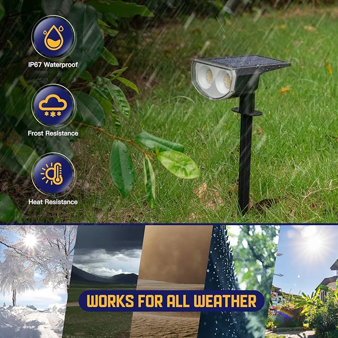 Kyosho Solar Outdoor Lights Waterproof IP67, 38 LEDs Solar Spot Lights Outdoor, 2-in-1 Landscape Spotlight with 3 Modes for Lawn, Pathway, Yard, Pool, 4 Pack Kyosho