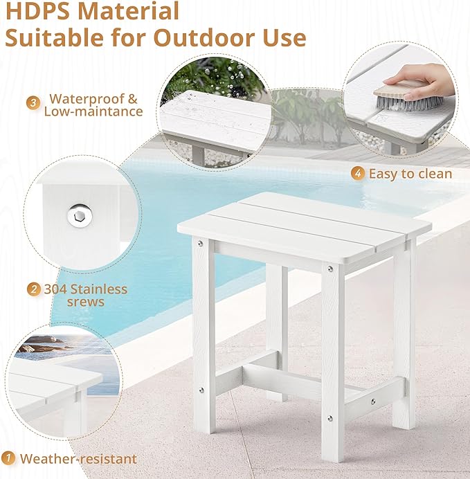 LUE BONA Outdoor Rocking Chairs Set, 3-Piece, HDPS Poly Porch Rockers with Table, Plastic Weather Resistant Rocking Chair Set for Outdoor Indoor, Garden, Backyard, 350lb,White Chairs+Table LUEBONA