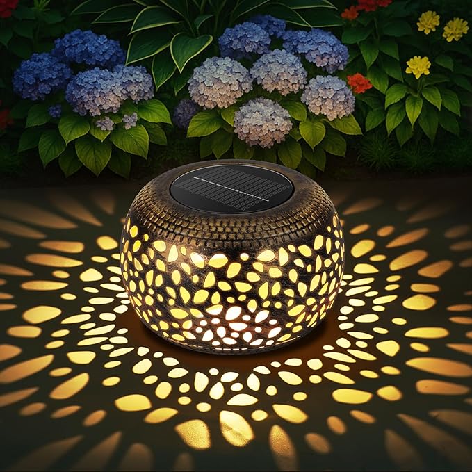 Solar Lantern Outdoor Patio Decor: Solar Lanterns Outdoor Waterproof Hollow Out Retro Metal Solar Powered, Outside Yard Porch Garden Balcony Desk Bedroom Indoor Tabletop Decorations 2 Lighting Colors NFEVER