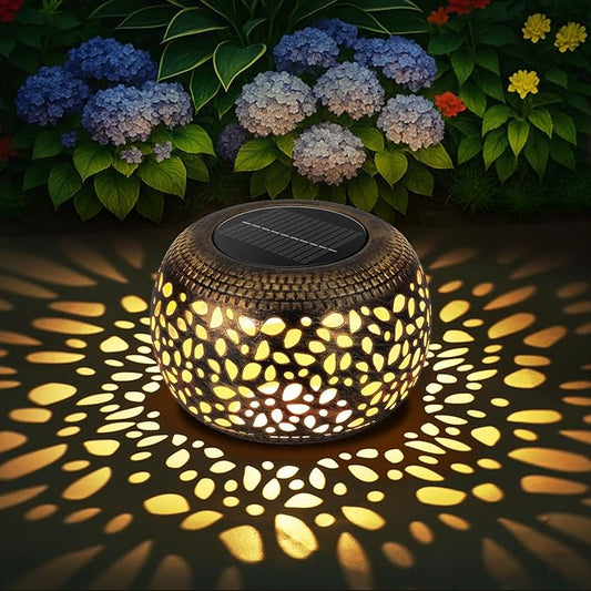 Solar Lantern Outdoor Patio Decor: Solar Lanterns Outdoor Waterproof Hollow Out Retro Metal Solar Powered, Outside Yard Porch Garden Balcony Desk Bedroom Indoor Tabletop Decorations 2 Lighting Colors NFEVER