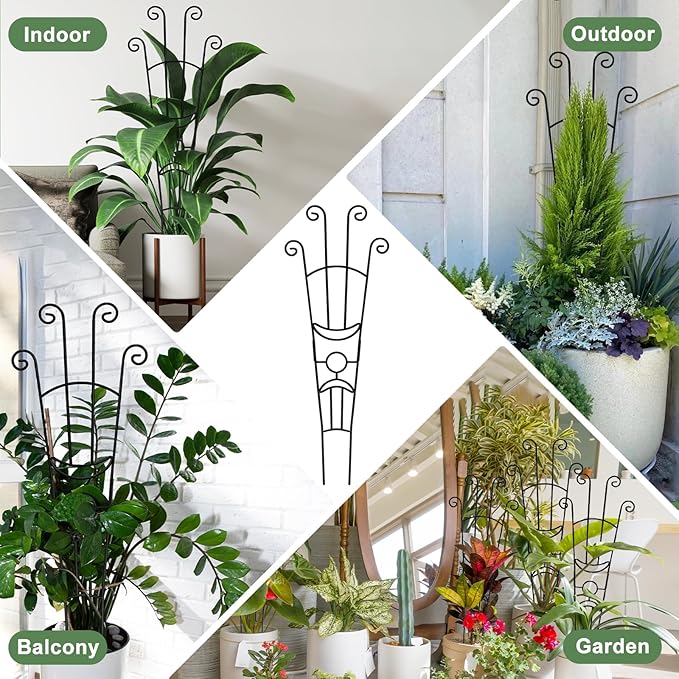 32.6in Monstera Plant Support Stakes for Indoor Plants, Metal Garden Plant Trellis for Climbing Plants, Pothos Vine Snake Climber Support，4p COOMIN