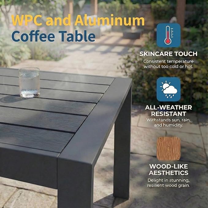 Solaste Aluminum Patio Furniture Set for All Weather, Oversized Metal Outdoor Furniture Set with 27.5" Deep Seating and 3.2" Wide Armrest, Outdoor Patio Sofa with 10" Back Suport Cushion Solaste