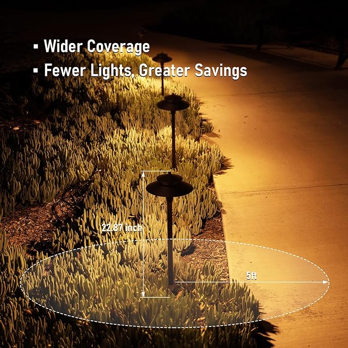LEONLITE 5CCT Low Voltage Pathway Lights, 12-24V LED Landscape Path Light, 1800/2700/3000/4000/5000K, Double Layer, CRI90, IP65 Waterproof Landscape Lighting, Aluminum, Oil Rubbed Bronze, Pack of 6 LEONLITE