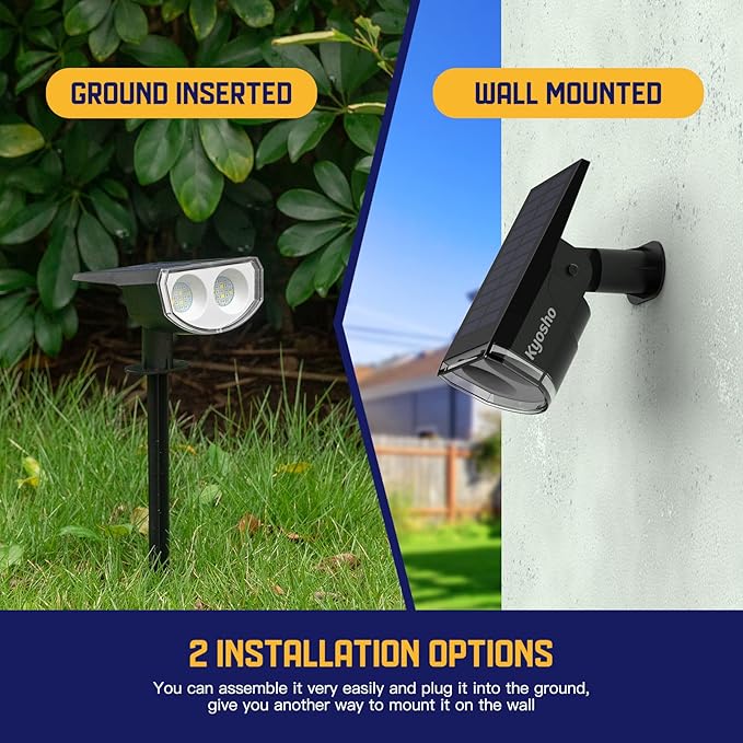 Kyosho Solar Color Spot Lights Outdoor, 9 Lighting Modes Halloween Christmas Lights, 38 LEDs Color Changing Waterproof RGBW Multicolor Tree Pool Solar Spotlight, 2 Pack Kyosho